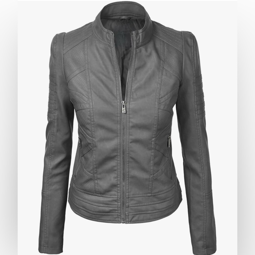 Faux Leather Jackets for Women Motorcycle PU Moto Biker Outwear Coat